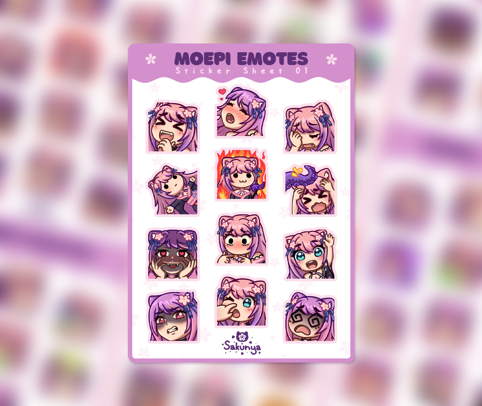 Moepi Emotes 01 - Papier Stickersheet – Sakunya