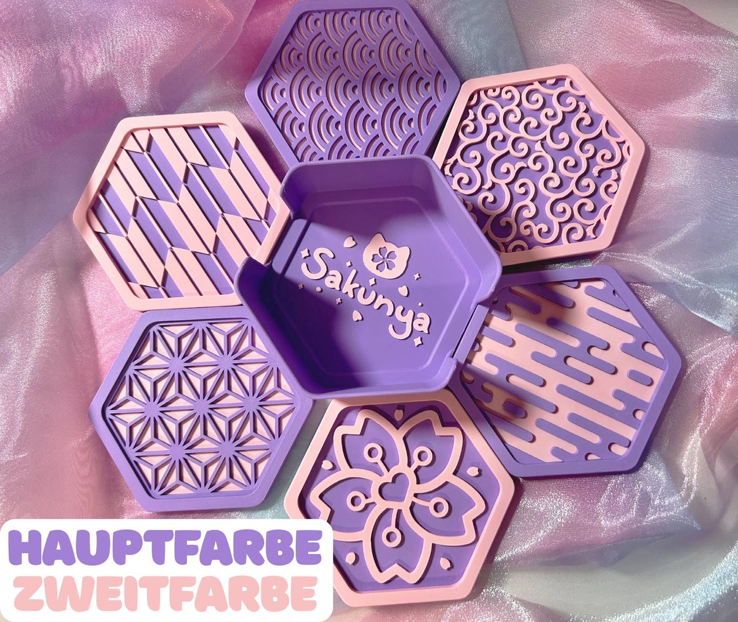 6er Untersetzer Set mit japanischen Mustern